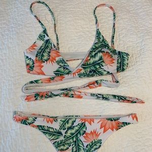 Zaful tropical wrap bathing suit